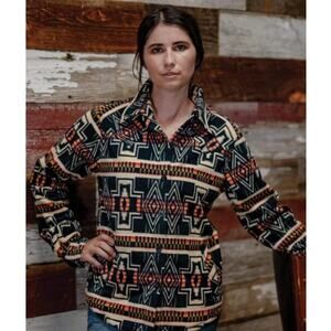 Outback Trading Company Womens Avery Big Shirt XL Fleece‎ Southwest Native Print